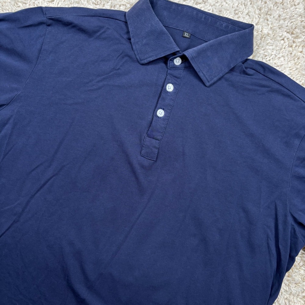 State and Liberty Men XL Polo Shirt S/S Navy Blue Stretch Athletic Performance